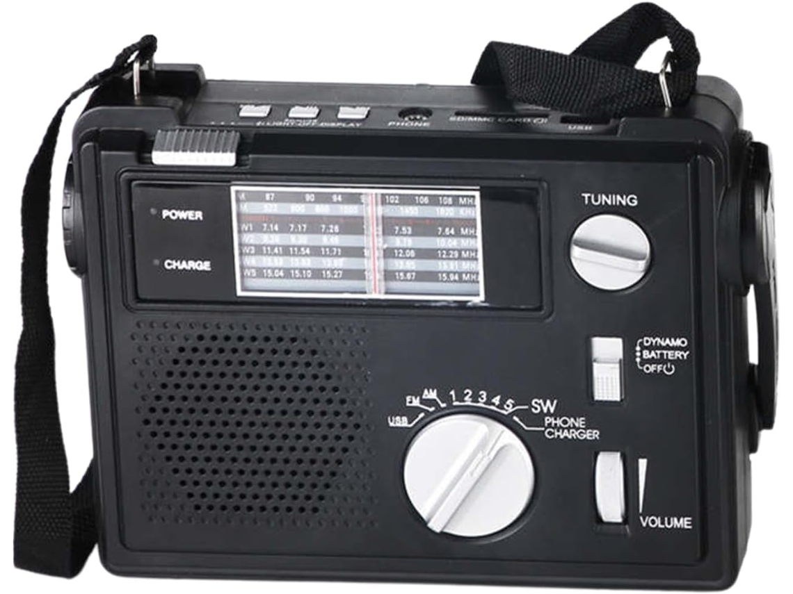 Radio meteorológica de emergencia con manivela y alimentación solar, con escáner de señal AM. SFUSHOS