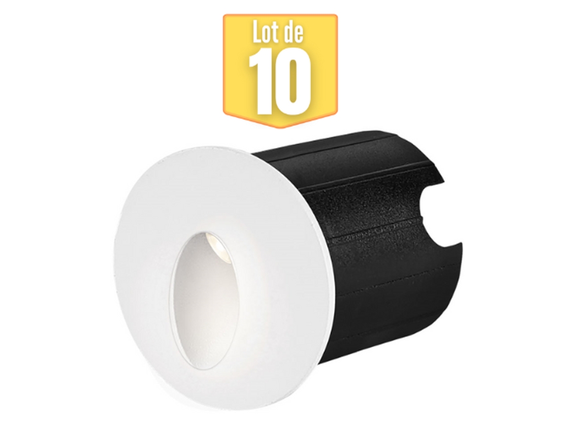 Conjunto de 10 mini mini paredes LED Vector A redondo blanco 2w 3000k IP65 BRAYTRON