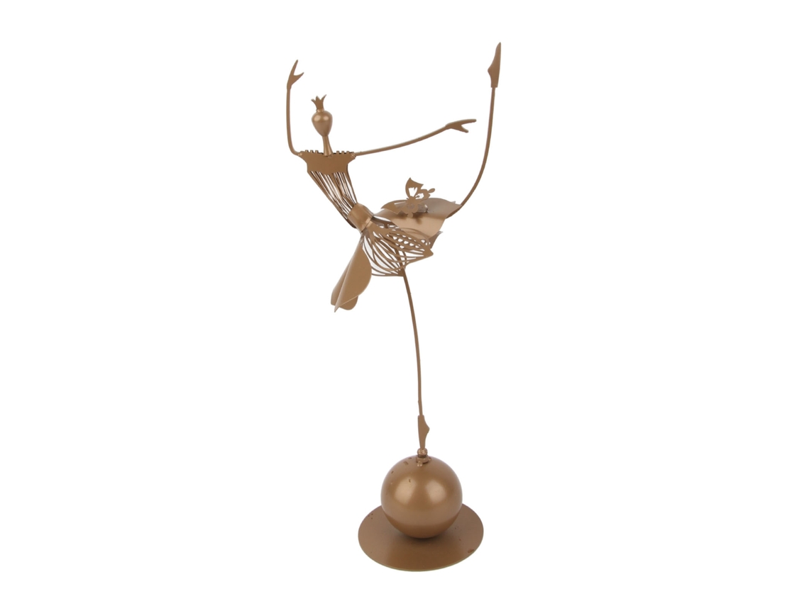 Estatua De Bailarina De Ballet De Metal Dorado Con Base Estable Para La Decoración Del Hogar Y La Oficina.