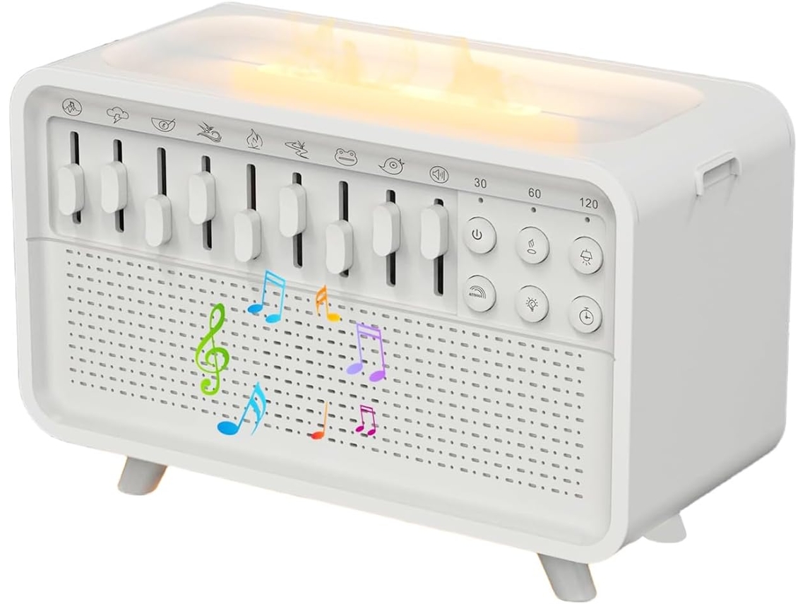 Máquina Ruido Branco 3em1 C/ Humidificador Bluetooth 8 Sons Natureza P/ Dormir