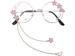 Gafas Kawaii Con Cadena, Accesorios Adorables, Estuche Incluido, Accesorios Para Cosplay, Montura De Metal, Lentes De Cristal.
