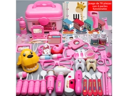 (set De 70 Piezas De Color Rosa) Juego De Rol Que Incluye Herramientas Médicas Como Estetoscopio Y Jeringa.