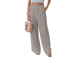 2026-pantalones Anchos Mujer Con Cintura Elástica Y Volantes Sueltos De Algodón Mezclado