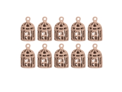 10pcs Jaula De Pájaro Miniatura Acero Inoxidable 1/12 1/6 Decoración Casa De Muñecas Marrón