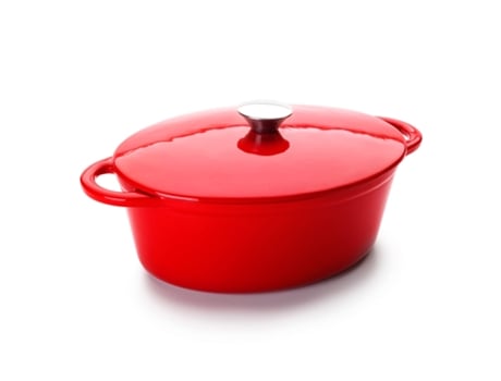IBILI - Cocotte Ovalada de Hierro Fundido Esmaltado 3.3L Apta Vitro e Inducción. Rojo
