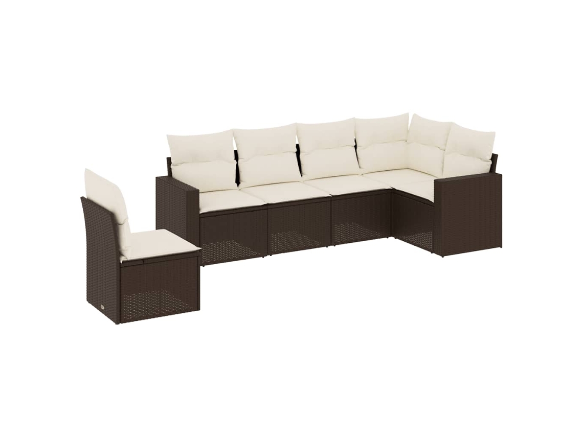 Maison Exclusive - Set Sofás De Jardín 6 Piezas Y Cojines Ratán Sintético Marrón