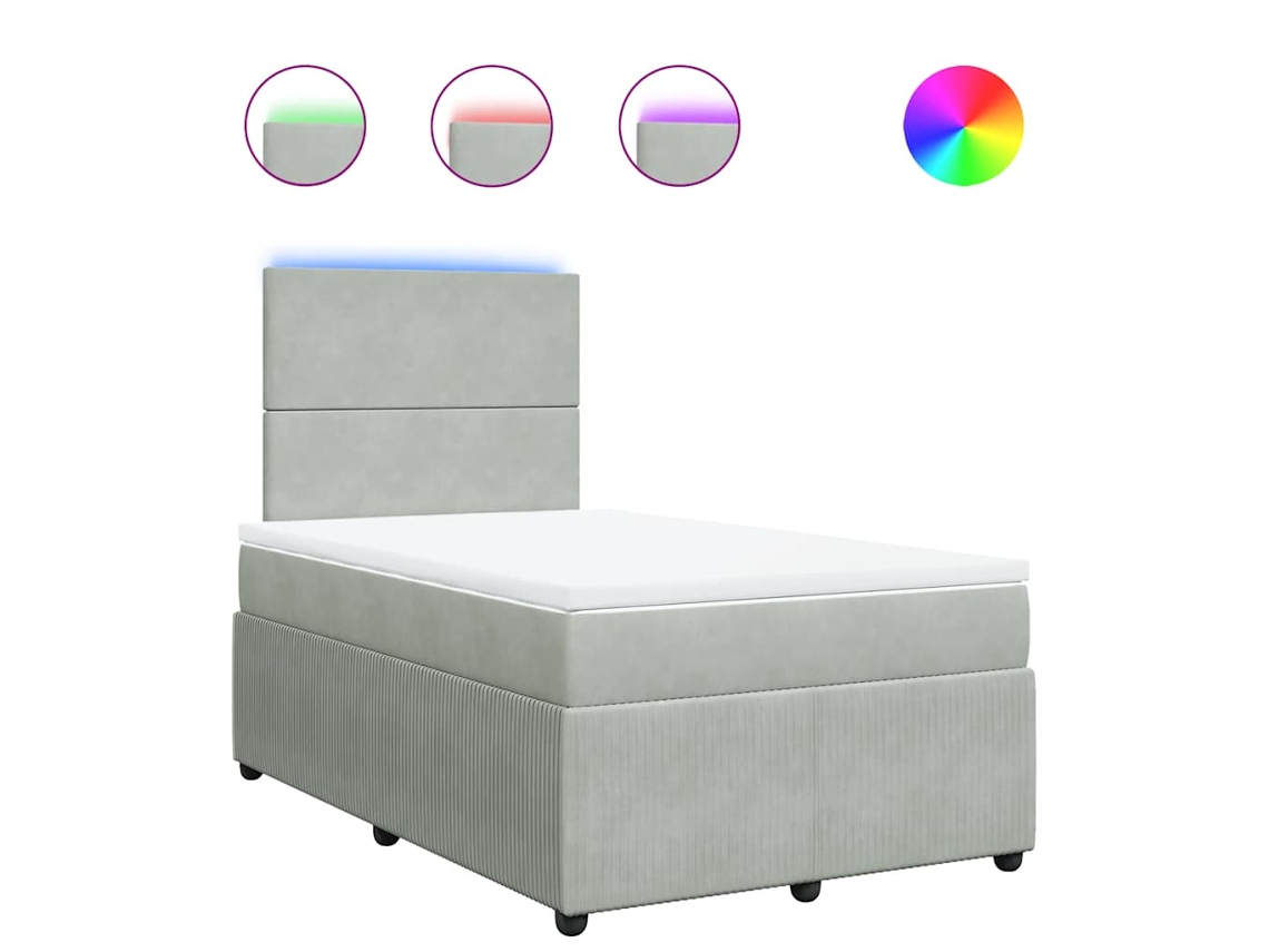 Maison Exclusive - Cama Box Spring Con Colchón Terciopelo Gris Claro 120x190 Cm