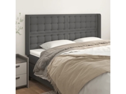 Cabecero Con Orejas De Cuero Sintético Gris 203x16x118/128 Cm