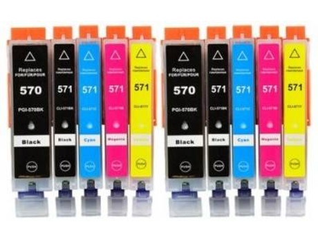 Pack 10 Cartuchos para Canon PGI-570XL y CLI-571XL (CMYK)