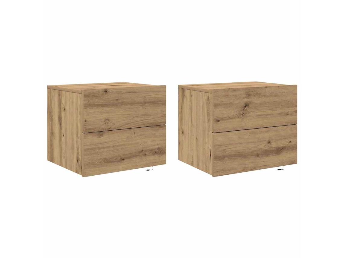 Juego de mesita de noche de 2 piezas, roble artesanal, 50x39x41 cm, EXCLUSIVA DE LA CASA