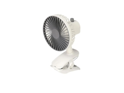 Ventilador de accesorio (blanco), velocidad ajustable, carga USB portátil.