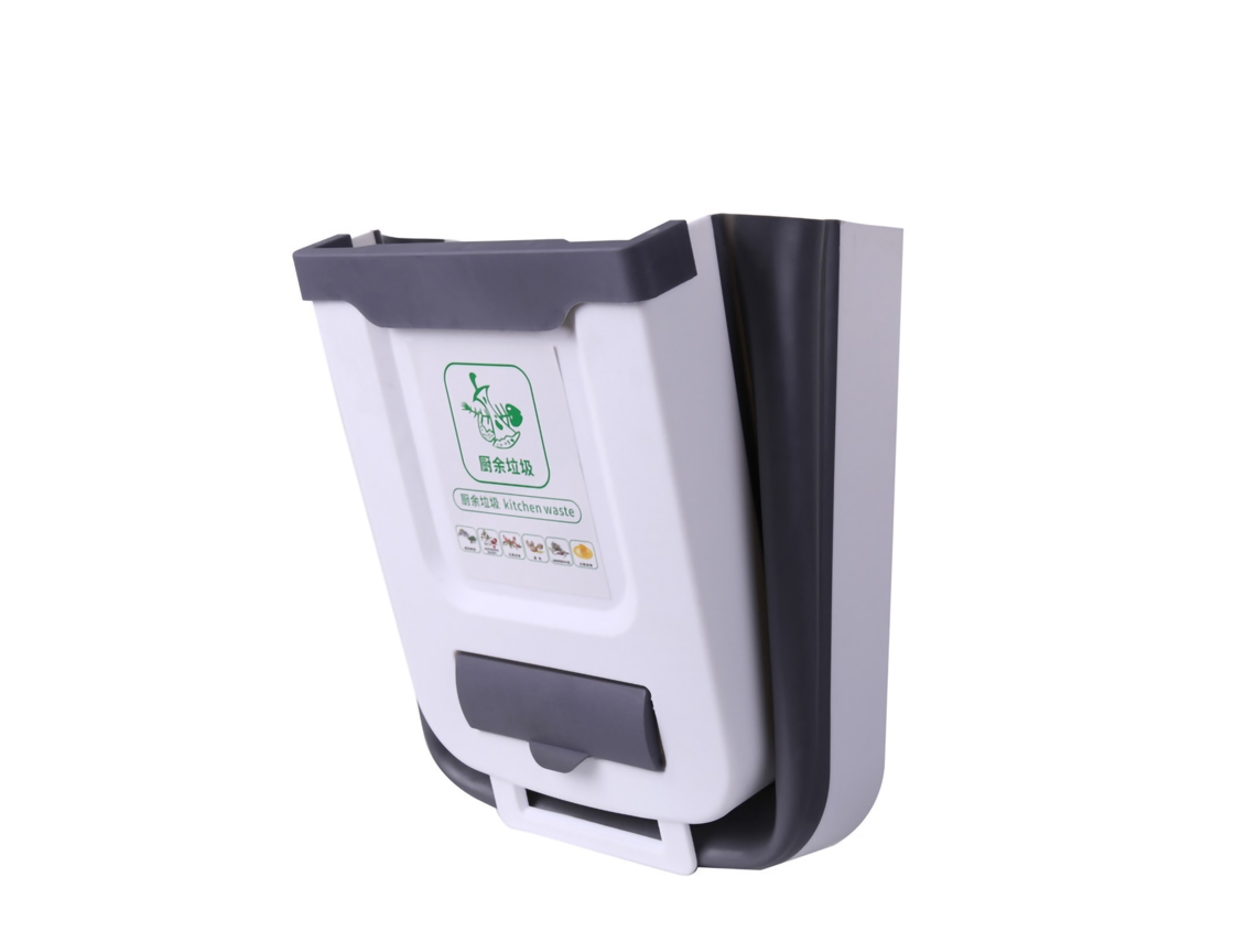 Cubo De Basura Colgante Plegable Grande De 10 Litros Para Cocina, Sala De Estar Y Dormitorio - Gris