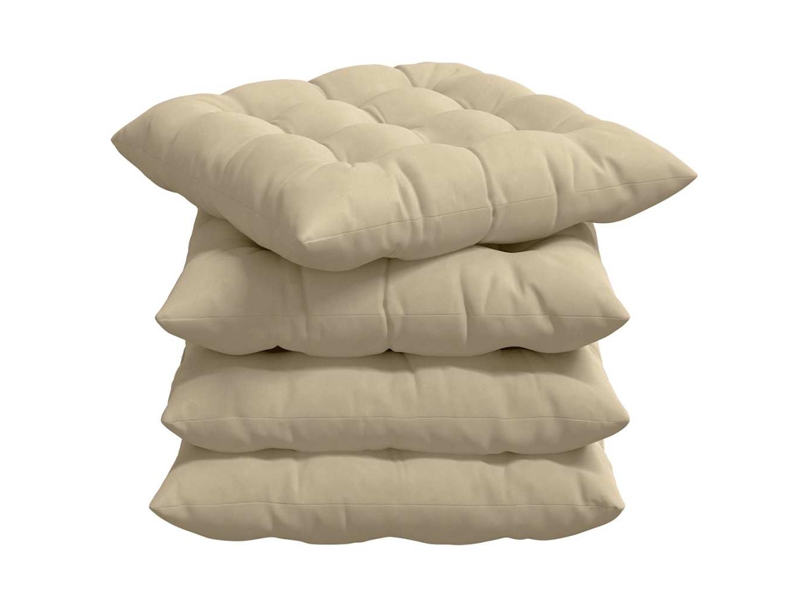Cojines para asiento, 4 unidades, color crema, 40 x 40 x 6 cm, microfibra HARLANV1