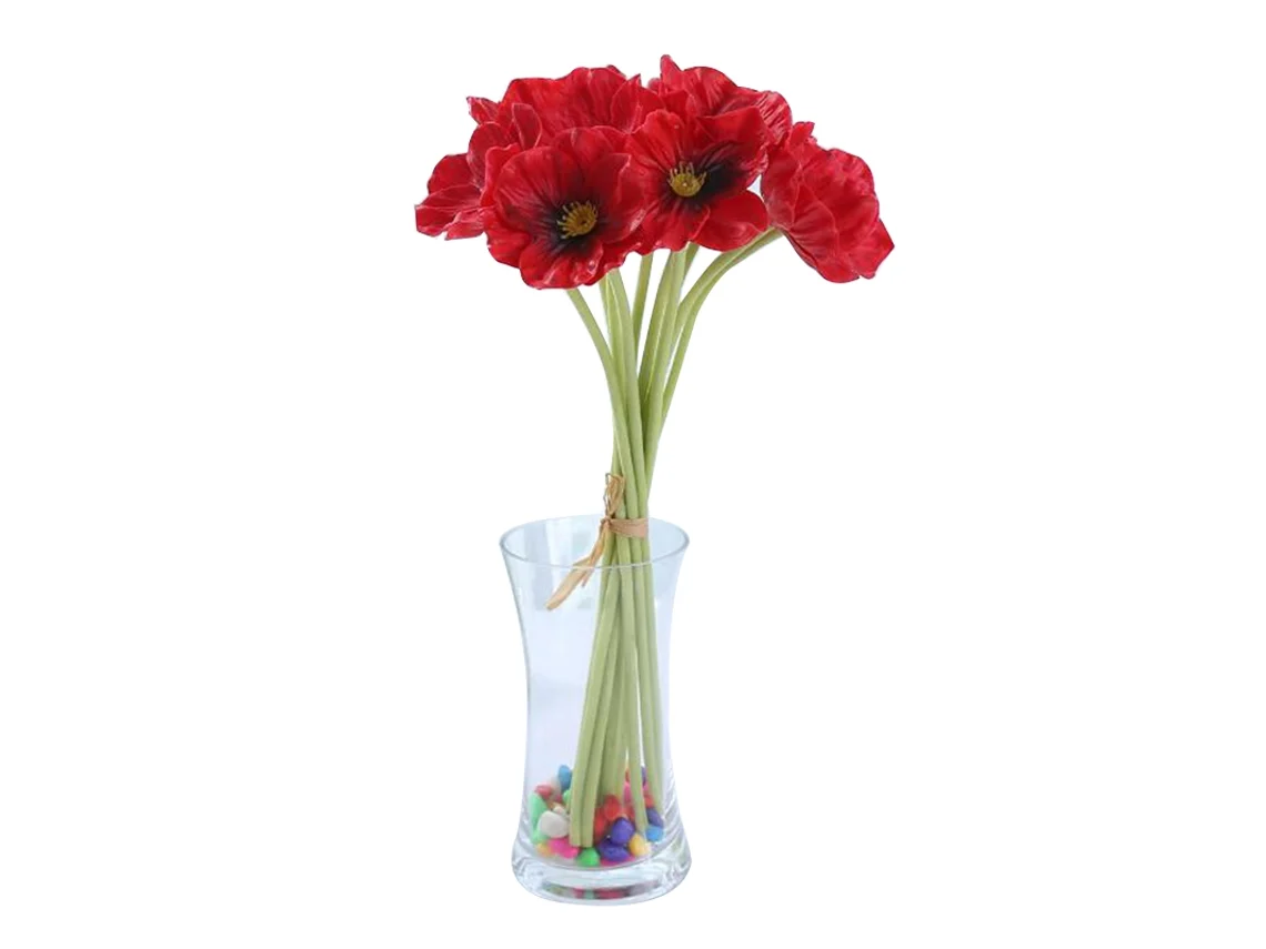 10 piezas de flores rojas artificiales para decoración
