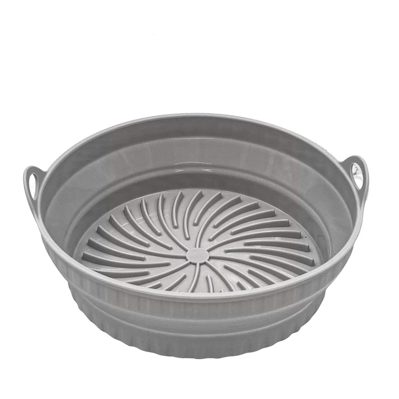 Cesta De Silicona (gris) Para Freidora De Aire, Molde Redondo Plegable, Bandeja Para Horno