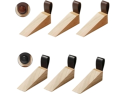 6 Taponeras De Puerta De Madera Sólida, Antideslizante Y Antirrobo, Para Puertas De Vidrio, Madera Y Acero, 3 Negras + 3 Marrones