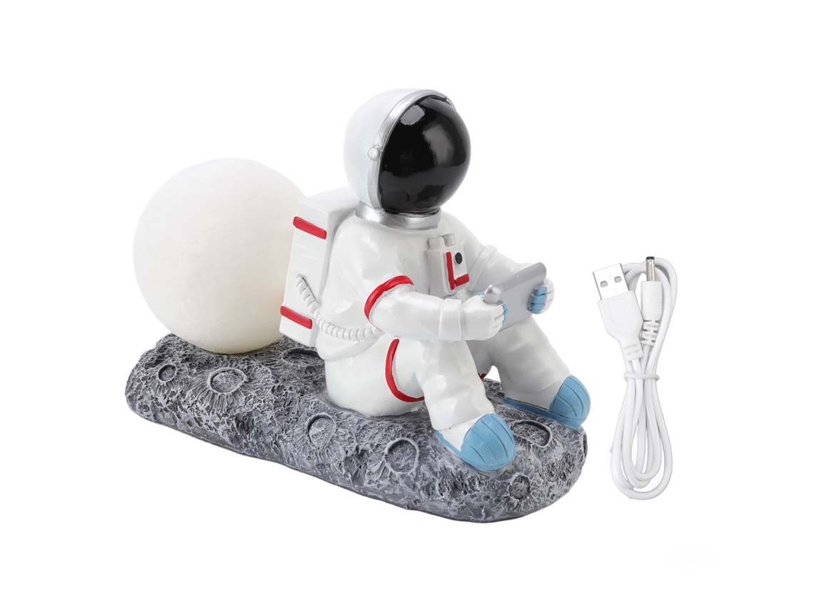 Lámpara de noche LED de astronauta 2026 en resina con forma de regreso a la Luna, decoración de mesa