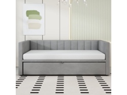 Sofá Cama 90/180x200 Cm - Con Somier De Láminas, Multifuncional, Tela De Terciopelo Gris