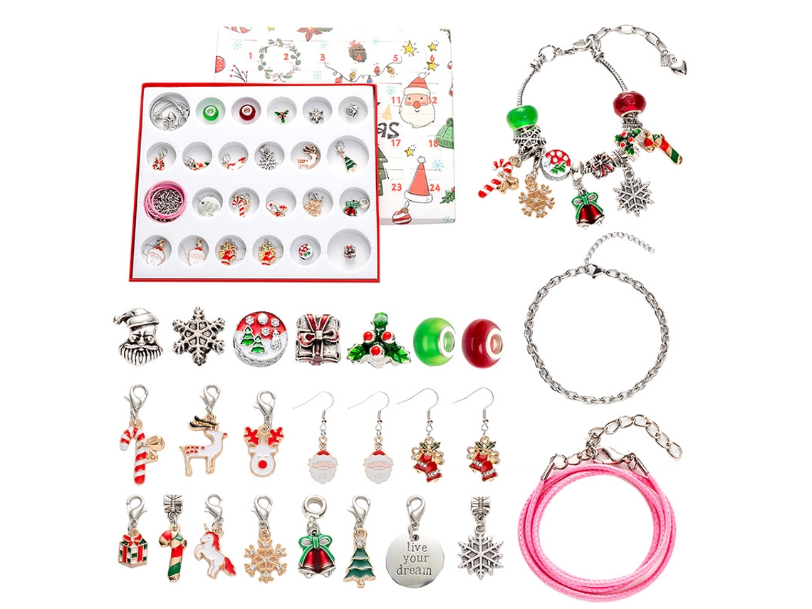 Conjunto de pulseras de cristal para regalo de fiesta, accesorios para pulseras navideñas, caja sorpresa para memoria USB.