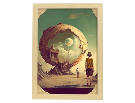 NACNIC Poster Espejismo En Estilo Surrealismo Cinematográfico Ilustraciones Y Grabados De Historieta Abstracta Y Artística A3 Marcos Madera