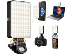 Luz magnética para selfies para teléfonos móviles, luz LED para selfies compatible con cargadores portátiles Chronus (negra)