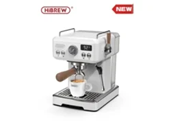 Cafetera espresso Hibrew H10plus de 20 bares, semiautomática, calentamiento rápido, control de temperatura y espumador de leche.