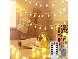 Rebe-luces De Cadena Led 100 Modos 8 Control Remoto 33ft Blanco Cálido Impermeable Interior Exterior