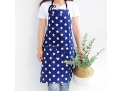 2026-3938-delantal De Algodón Linjou Para Mujer Con Bolsillos Ajustable Para Cocina Hornear Limpieza Hogar (b) Azul