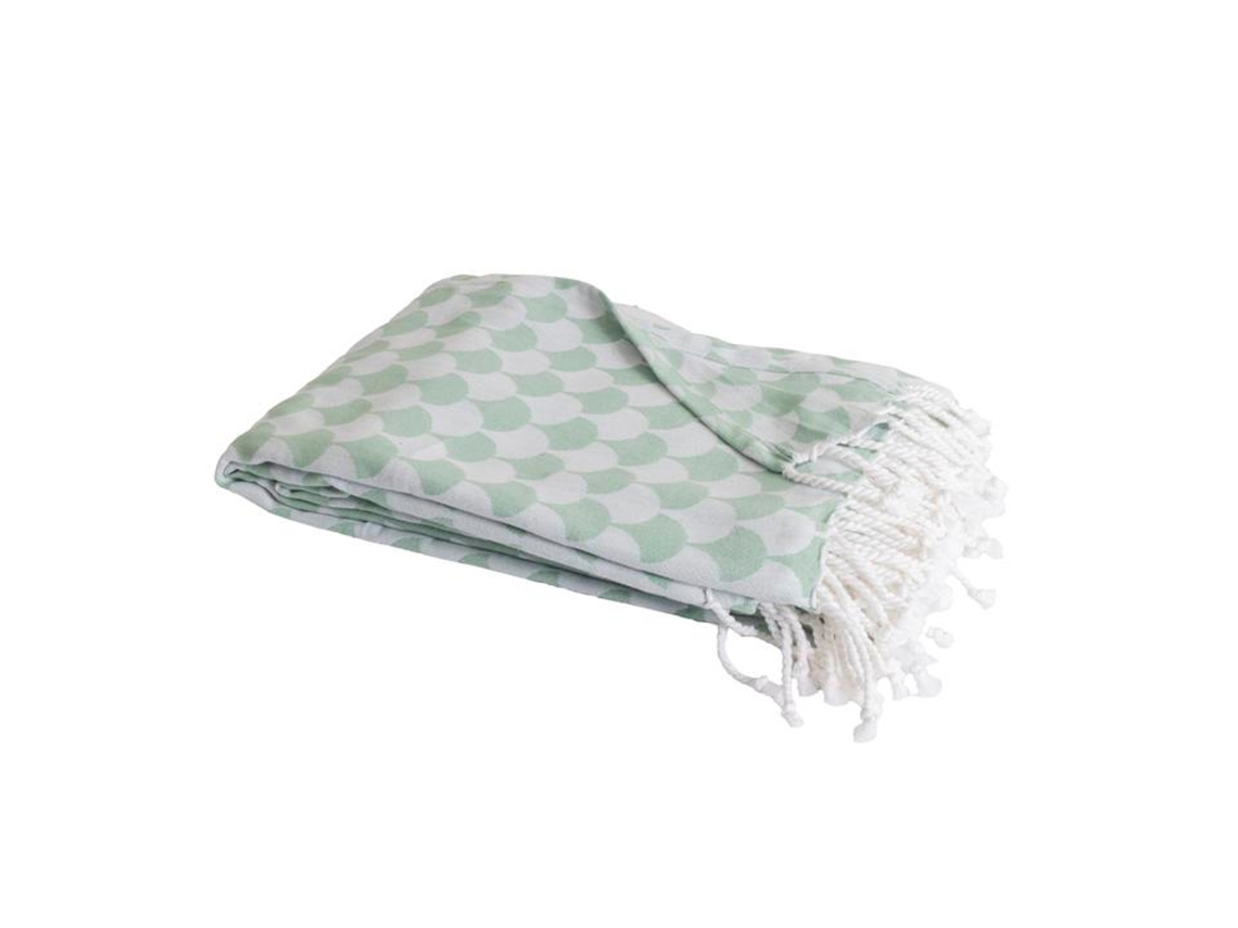 Manta De Algodón 100% Verde Con Flecos - Dropall