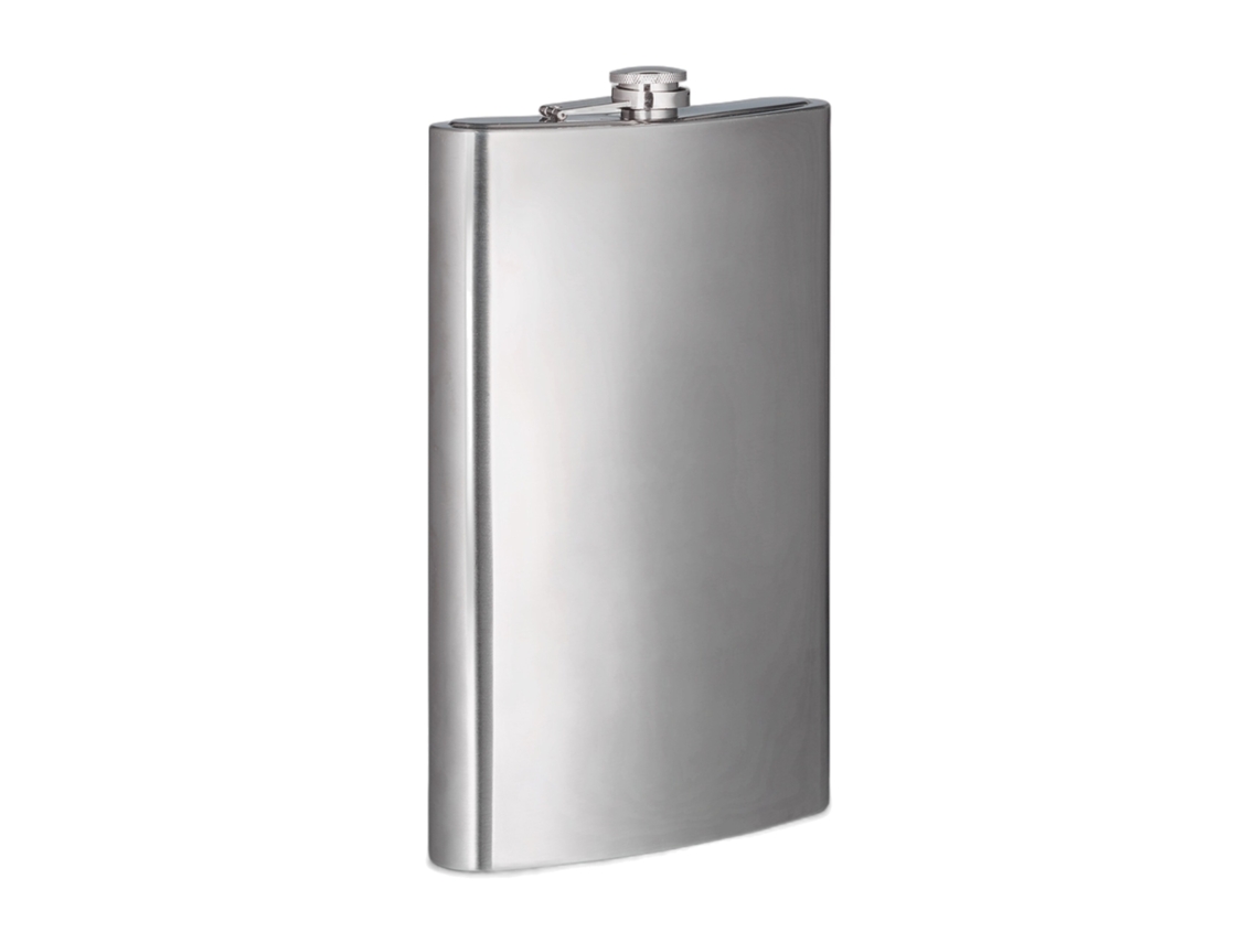 Relaxdays Petaca Xxl, Cantimplora Grande Con Diseño Clásico, Acero Inoxidable, 1,8 L, Plateado