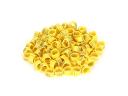 100 Anillas Numeradas Para Patas De Palomas De 10 Mm (001-100) Para Identificación, De Plástico Amarillo.