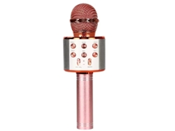 Micrófono de karaoke inalámbrico para niños Gusshious, altavoz portátil con luces LED danzantes y función de grabación - Rosa