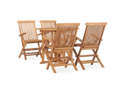 Juego de comedor plegable para exterior de 5 piezas en madera maciza de teca, Dkd Home Decor