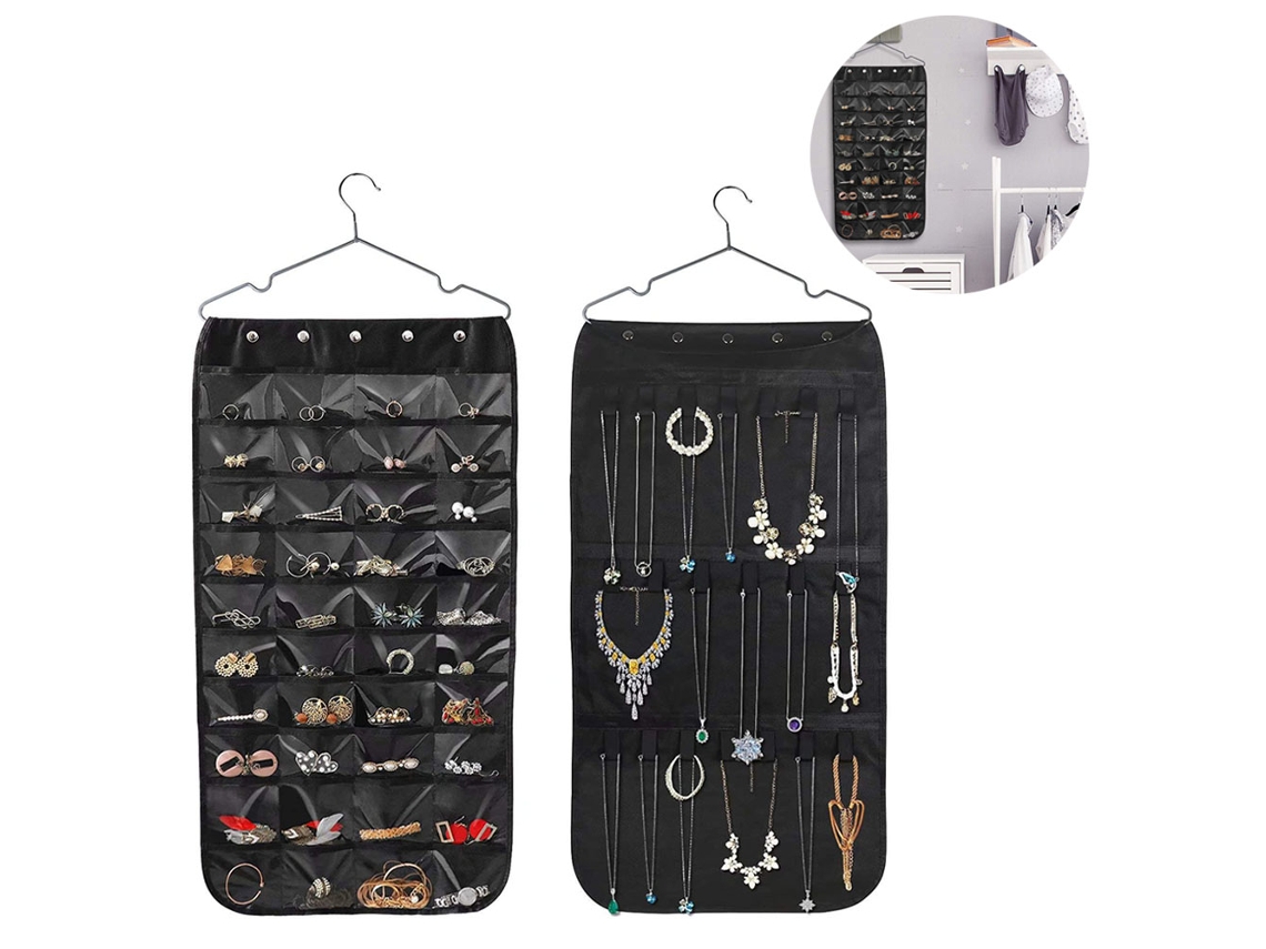 Organizador Joyas Colgar Bolsillos JEIIBRZUI Negro (45x24x1cm)