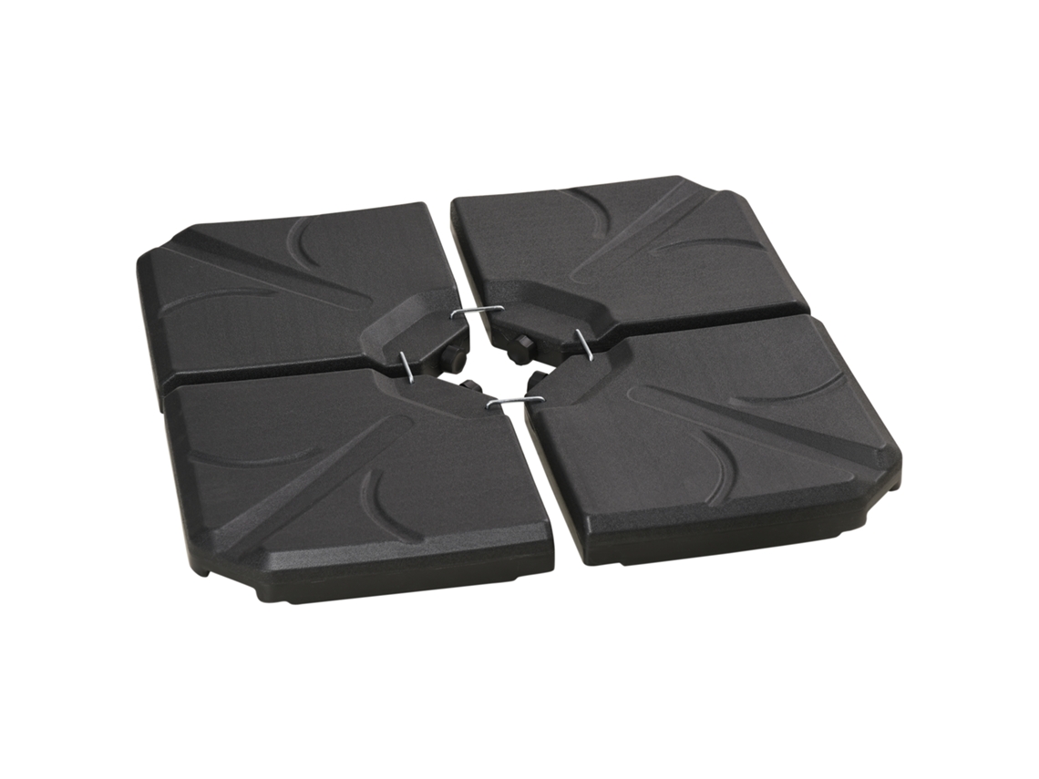 Base recargable para sombrilla de 4 piezas, 72 kg de arena, 56 kg de agua, color negro, para jardín/patio.