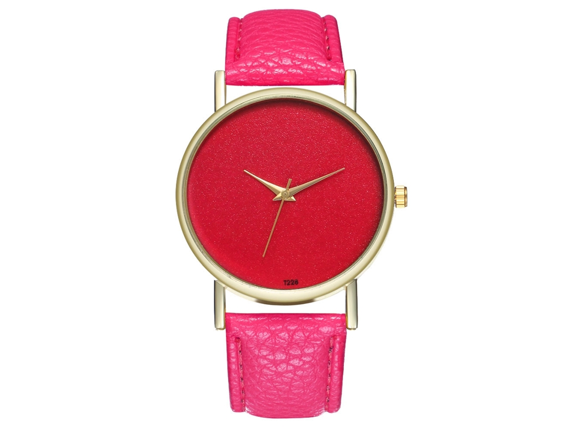 Reloj De Pulsera De Aleación Con Dial Redondo Analógico De Cuarzo (rojo Rosa)