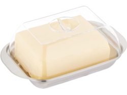 Mantequera Con Tapa, Acero Inoxidable Y Plástico, 250 G De Mantequilla, 5,5 X 18 X 11 Cm, Mantequera, Plata/transparente