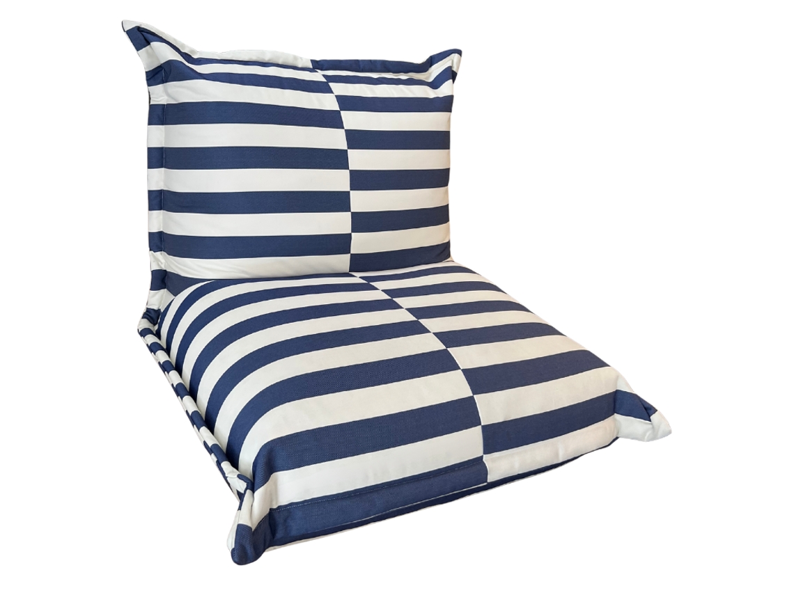 Puf Exterior a Rayas Impermeable Anti-UV Bananair 85x85x75 cm Azul