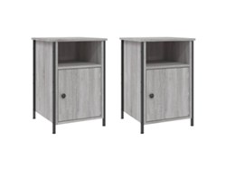 Maison Exclusive - Mesitas De Noche 2 Uds Madera Contrachapada Gris 40x42x60 Cm