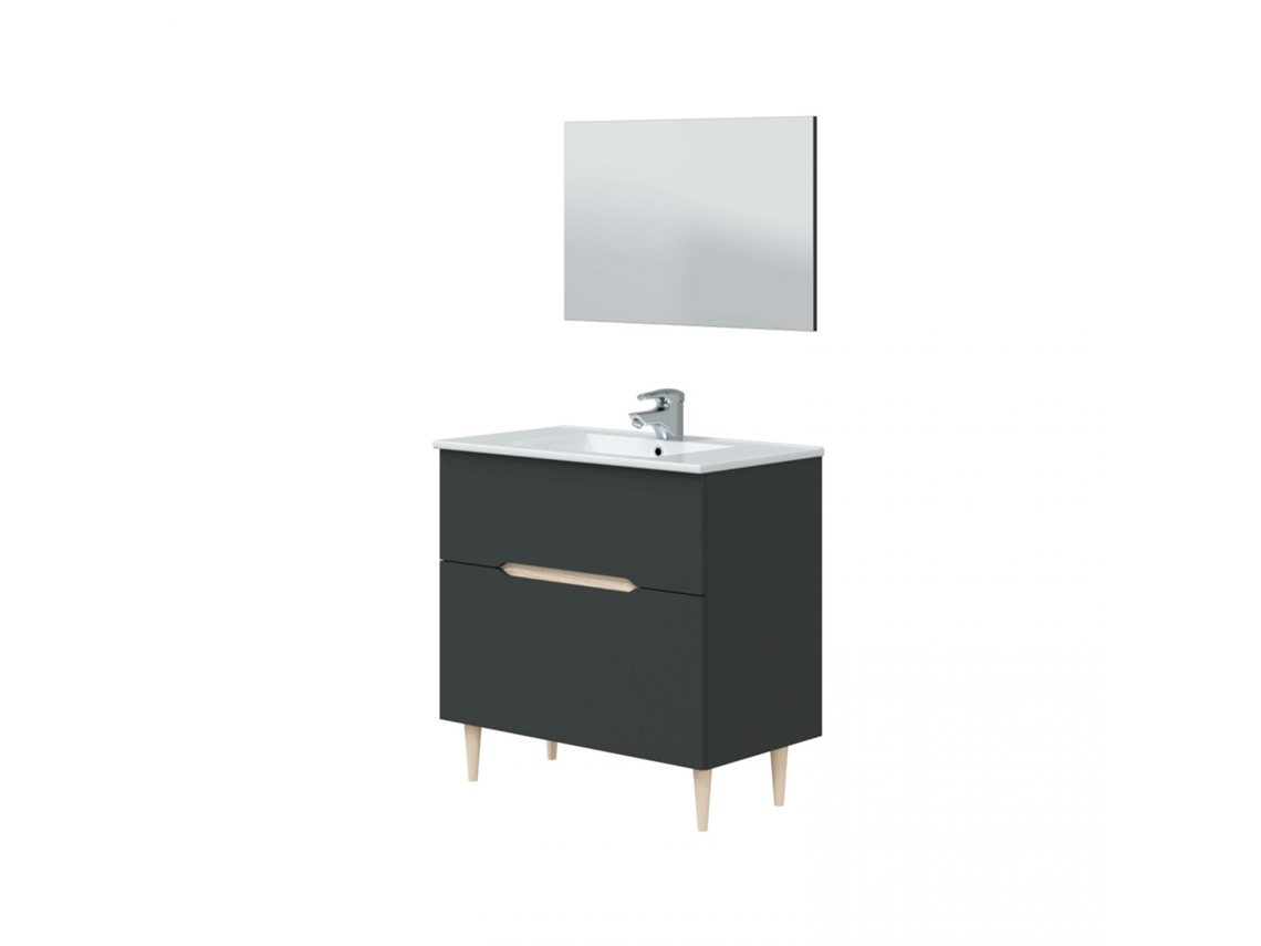 Mueble de baño Lotto 80 Antracita - Roble 80 x 80 x 45 cm