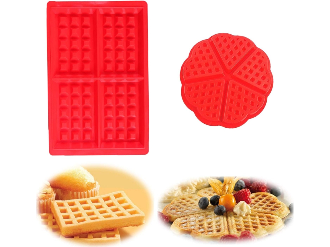 Molde versátil de silicona para waffles con forma de corazón, placas antiadherentes para un desayuno rápido y fácil, plegable para mayor flexibilidad.