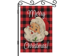 Bandera De Jardín De Doble Cara, Poliéster, Tartán De Papá Noel, Rojo Y Negro, 12,5 X 18 Pulgadas.