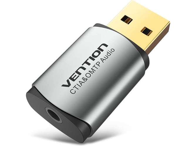 Adaptador VENTION placa de sonido USB externa (OMTP-CTIA) para Jack 3.5mm hembra - Gris Metalizado