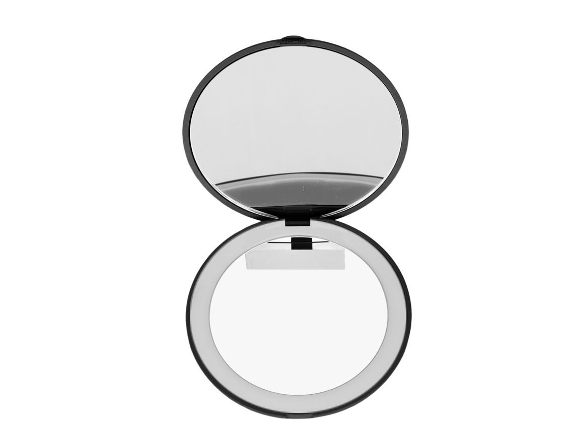 Espejo De Maquillaje Led De Doble Cara, Aumento De 1 X 10x, 3,5 Pulgadas, Batería Interna, Portátil, Negro.
