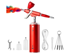 Kit de aerógrafo Kls06 de 0,3 mm, inalámbrico, recargable, 30 psi, rojo, Yizhood