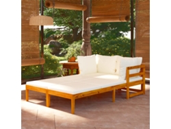 Espreguiçadeiras C/ Almofadões Cor Creme 2pcs Madeira De Acácia Dkd Home Decor