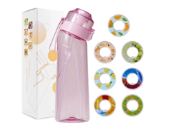 Botella de agua saborizada de 650 ml con 7 cápsulas de sabor, para fitness y deportes al aire libre (rosa transparente) Spqment