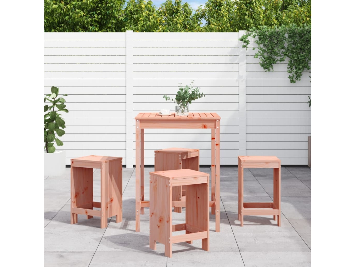 Conjunto Bar 5 Peças Para Jardim Madeira De Douglas Maciça Dkd Home Decor