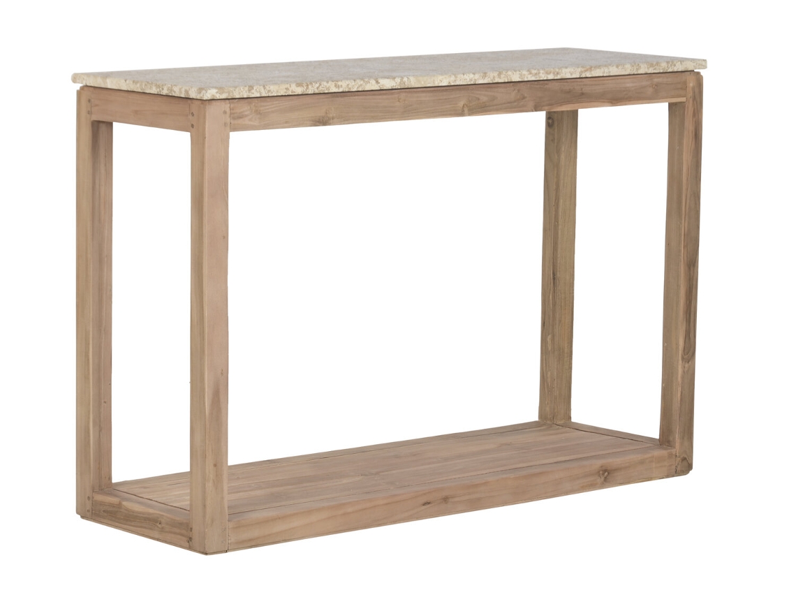 Consola Madera Reciclada Marmol Natural 120x40x82cm