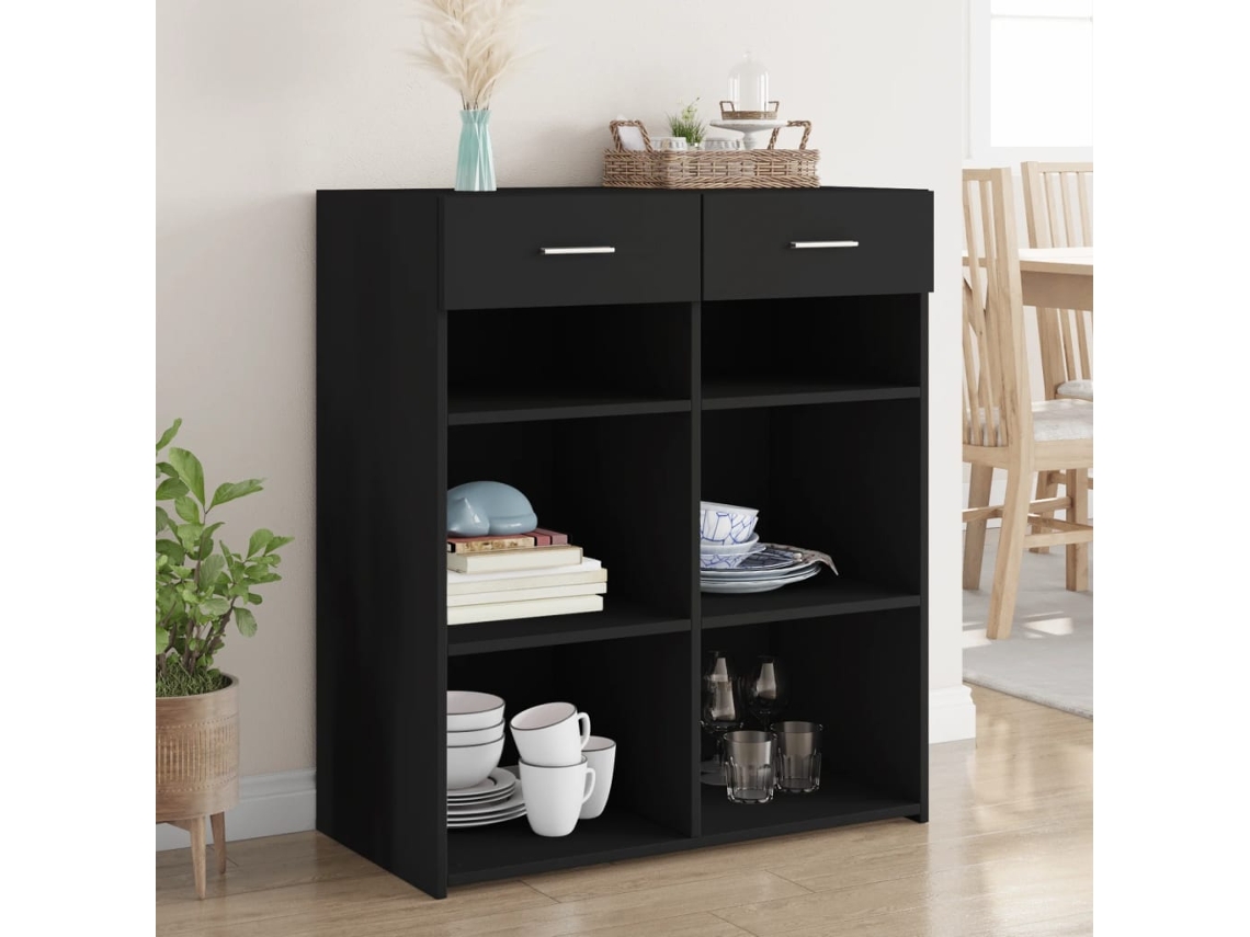 Aparador De Madera De Ingeniería Negro 80x42,5x93 Cm